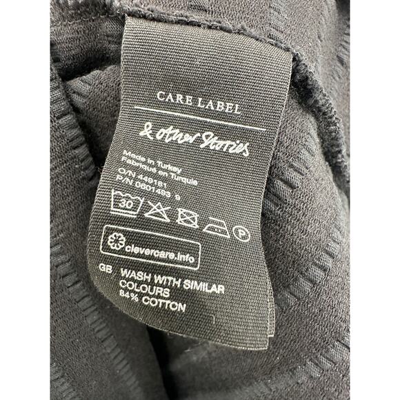 & Other Stories Shirt Women 2 Black Smocked Fitted Mock Neck 1/2 Sleeve - Picture 6 of 7